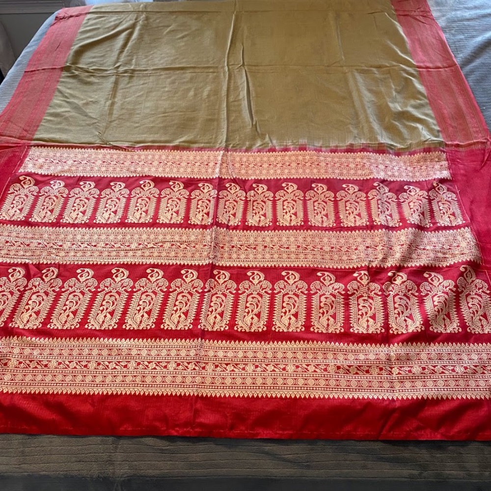 Red and Brown Saree